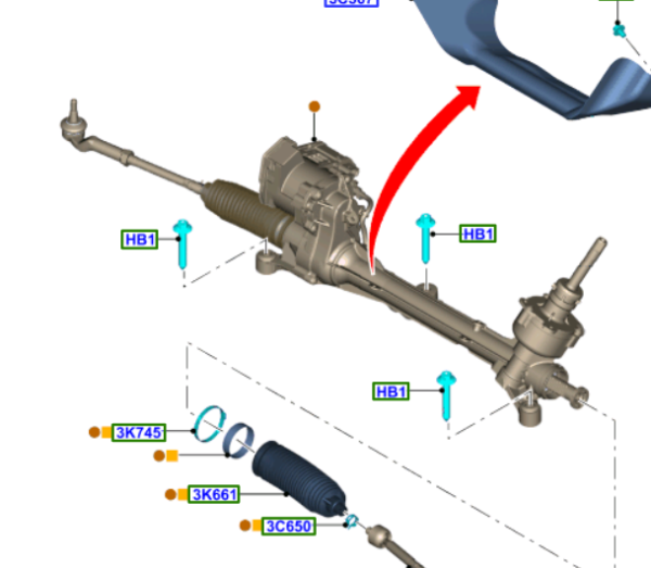 Ford Focus Steering gear for LW & MKll LZ, ST & SR LZ 1.6L 4 Cyl Petrol