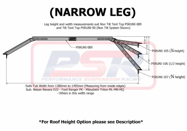 Volkswagen Amarok (2005-2015) PSR Tilt Up Baja Style Roof Top Tent Mount - Image 4