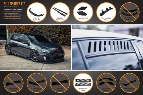 Volkswagen Golf (2008-2012) GTI Full Lip Splitter Set - Image 2